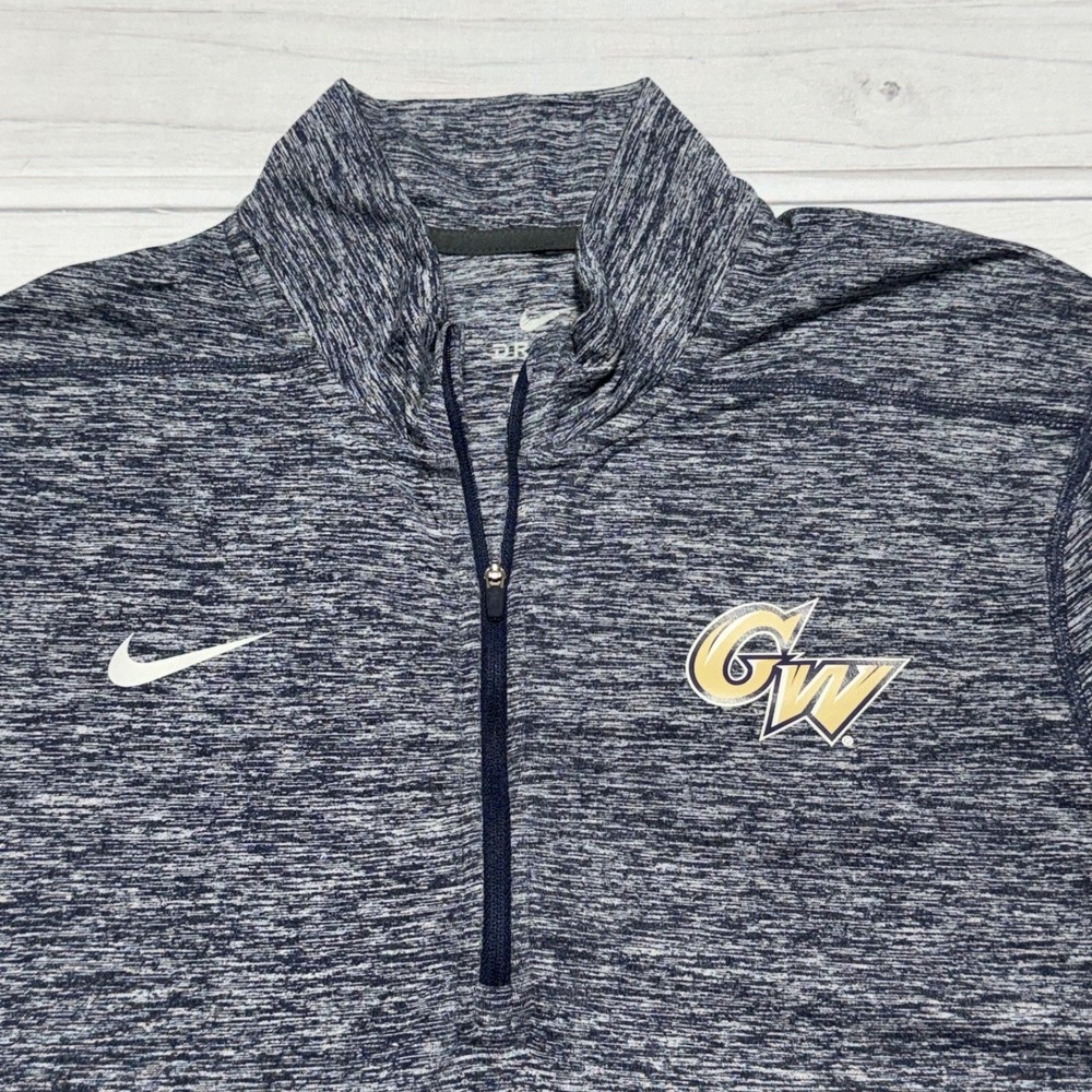 Nike George Washington Revolutionaries 1/4 Zip Sweatshirt Mens M Blue Dri-Fit